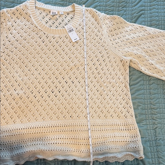 GAP Relaxed Pointelle Balloon Sleeve Sweater Cream Large L NWT NEW - Picture 12 of 14